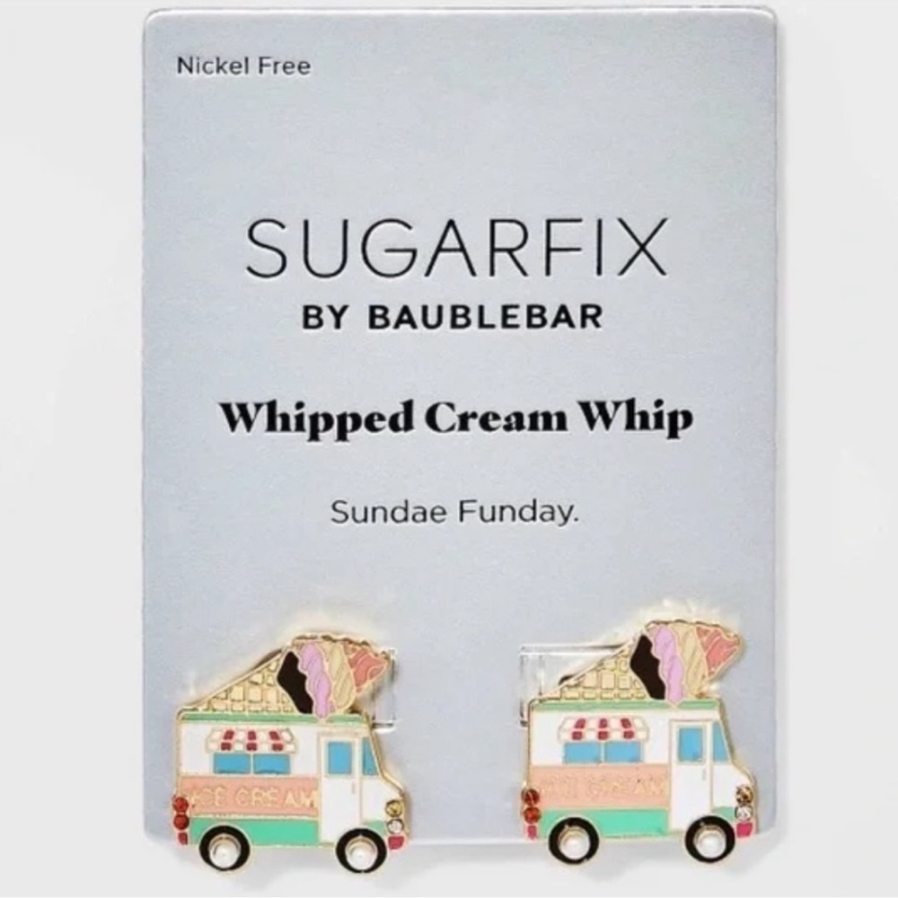 Sugarfix by BaubleBar Whipped Cream Whip Ice Cream Truck Earrings NWT